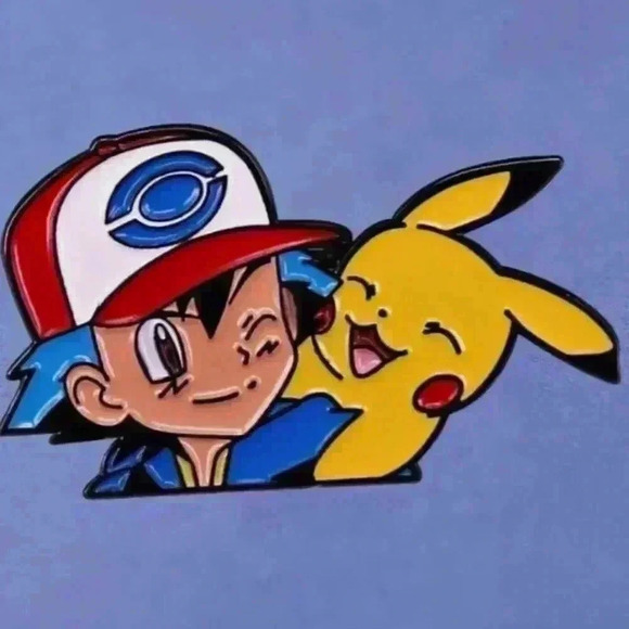 Dynamic Duo: Pokemon Ash and Pikachu Brooch Enamel Pin - Picture 2 of 4